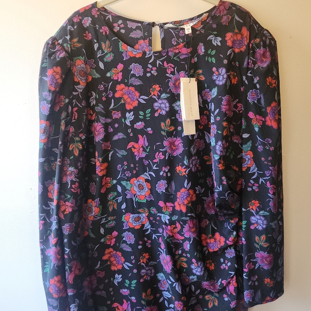 NWT Veronica Beard Selena Floral Sheath Maxi Ruched Silk Dress, size 20 - Picture 4 of 15